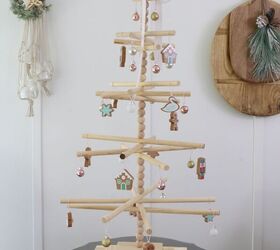 s try these 18 unique christmas tree ideas from items you already have, Wooden Dowel Christmas Tree