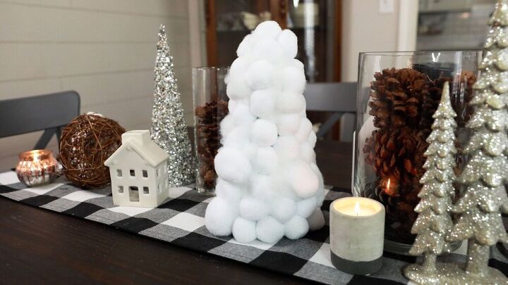 s try these 18 unique christmas tree ideas from items you already have, Make a mini snowball Christmas tree