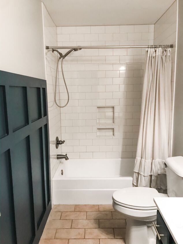 20 of our favorite board and batten wall transformations, Hang towels from a cool board and batten bathroom wall