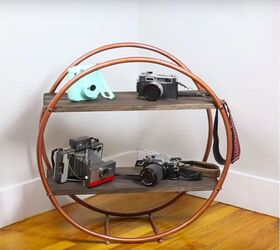 s 15 sleek simple furniture ideas that you can make in just a few hour, DIY a stylish shelving unit with hula hoops