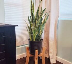 s 15 sleek simple furniture ideas that you can make in just a few hour, Prop your favorite plant in a sleek wooden stand