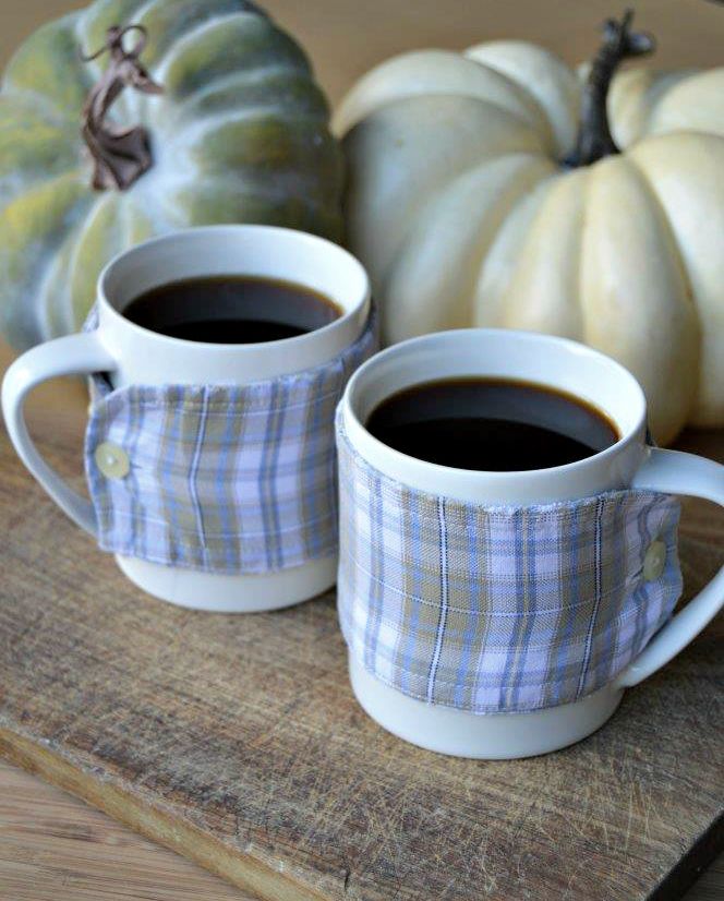 s 25 budget ways to make your home feel cozier this winter, Make a pair of cup cozies from the cuffs of a well loved flannel shirt