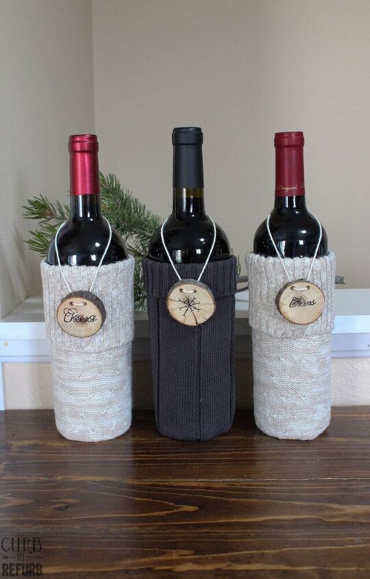 s 25 budget ways to make your home feel cozier this winter, Upcycle old sweaters into fuzzy wine sleeves
