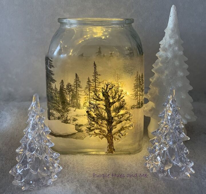 s 25 budget ways to make your home feel cozier this winter, Make an enchanted 3D winter scene on a glass jar