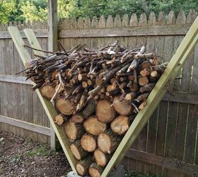 10 ridiculously cute ways to store your fire wood this season, Assemble this super easy V firewood rack in minutes