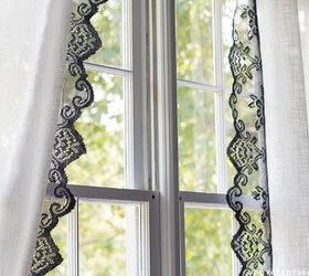 15 creative ways to upgrade your old window curtains, Add lace table runners to your curtains for a romantic touch