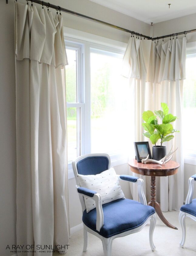 15 creative ways to upgrade your old window curtains, Get that cozy farmhouse look with no sew canvas drop cloth curtains