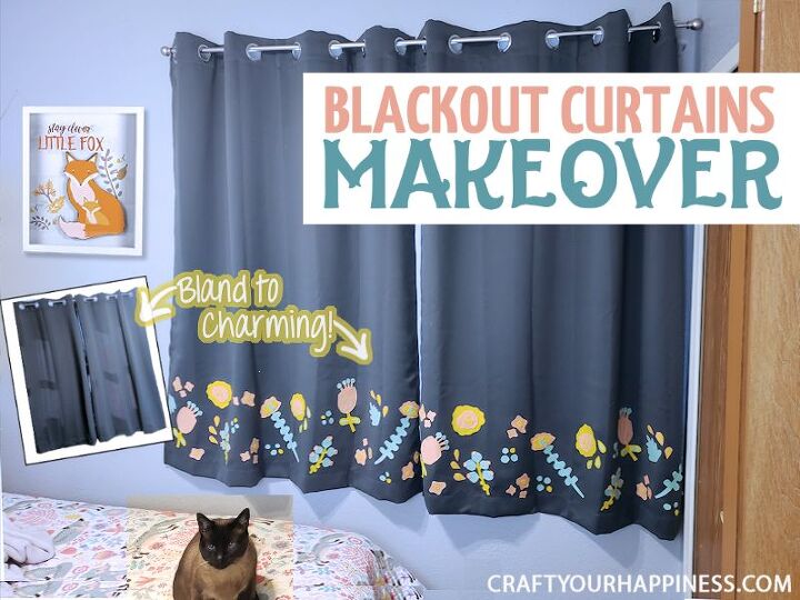 15 formas creativas de actualizar tus viejas cortinas de ventana, Viste las cortinas blackout con adorables apliques de fieltro
