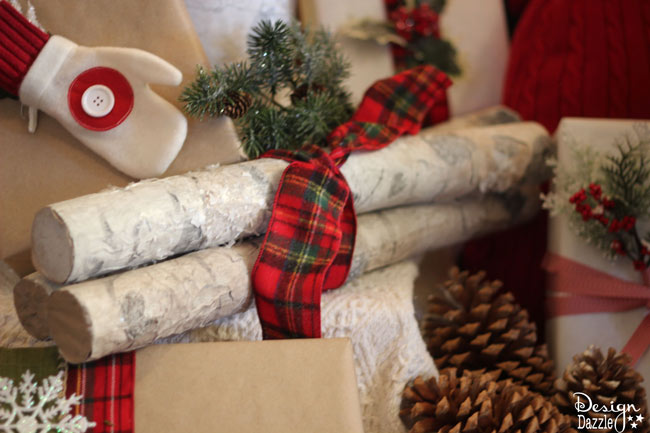s 15 unexpected ways to sprinkle christmas cheer around your home, Turn foam pool noodles into decorative faux birch logs