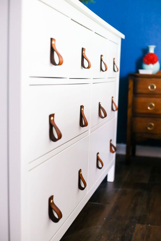 s 13 simple ways to beautify knobs and pulls, Go rustic with DIY leather drawer pulls