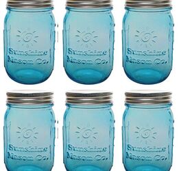 Sunshine Mason Co. Pint Sized Regular Mouth Glass Mason Jars Vintage Blue Color