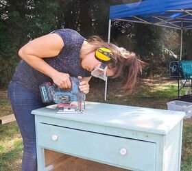 Cut a hole into the top of an old dresser for this fun outdoor idea