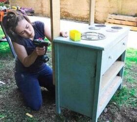 cheap mud kitchen from upcycled junk