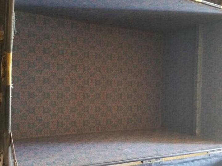 q reupholstering inside a steamer trunk