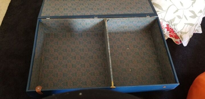 q reupholstering inside a steamer trunk