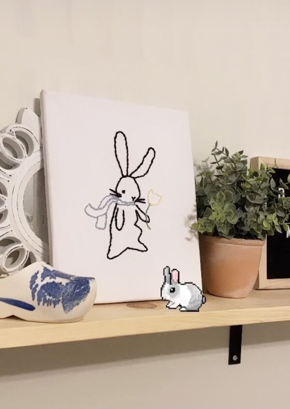 embroidered canvas line art