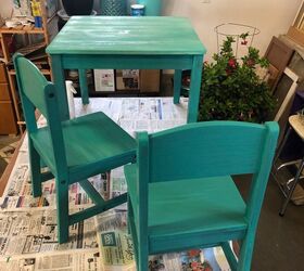rustic teal kids table and chairs