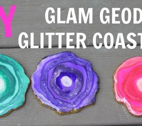 s 15 ways to copy the trendy geode look all around your home, Make glamorous geode coasters from resin