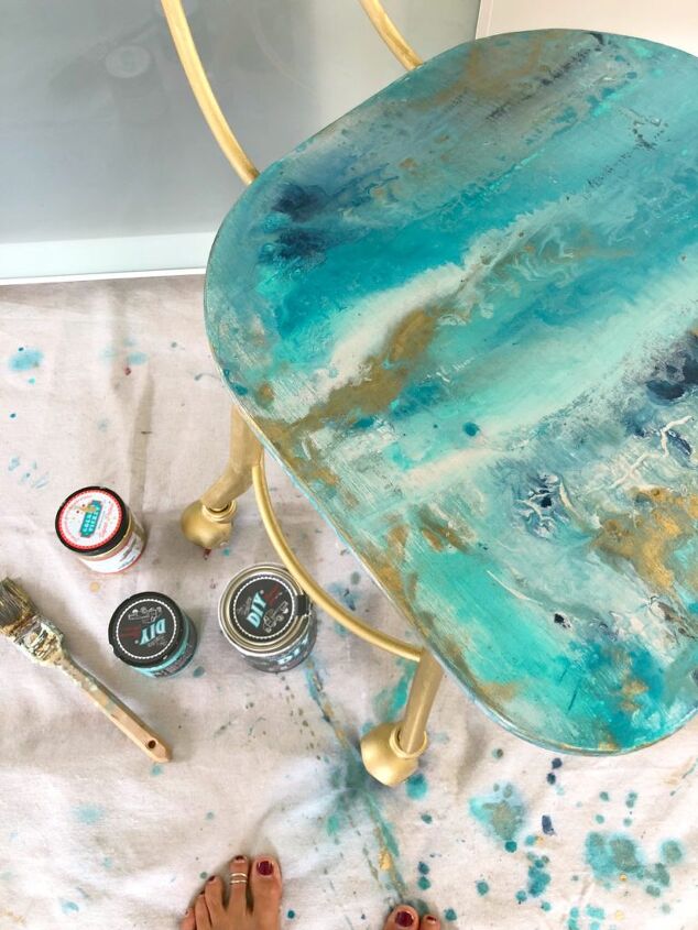 s 15 ways to copy the trendy geode look all around your home, Paint pour a stunning geode inspired chair