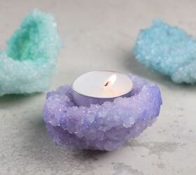 s 15 ways to copy the trendy geode look all around your home, Grow your own borax crystal candle holders