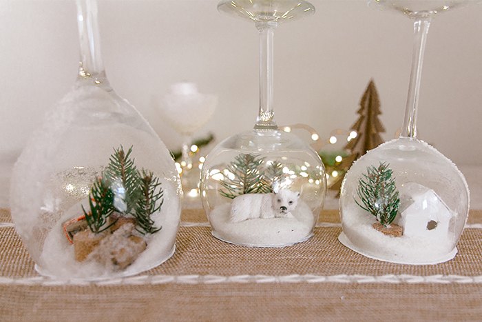 wine glasses christmas candle holders