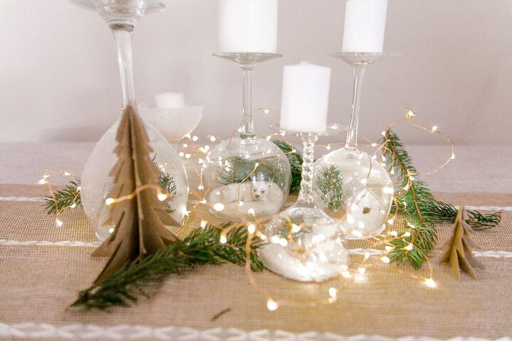 wine glasses christmas candle holders