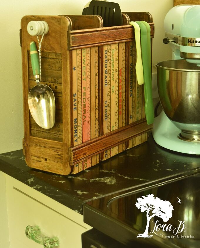 13 beautiful things you can do with that spare drawer, Make a unique organizer from a sewing machine drawer and vintage yard sticks