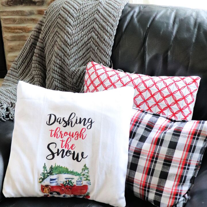 s 11 christmas decor ideas made from dollar store finds, Turn a dish towel into a holiday pillow
