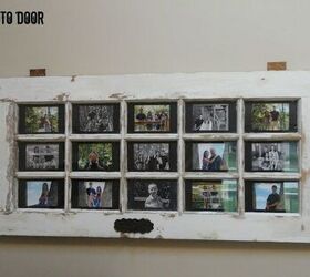 s 13 surprising ways people are using old doors in their homes, Repurpose a glass pane door into a gorgeous photo display