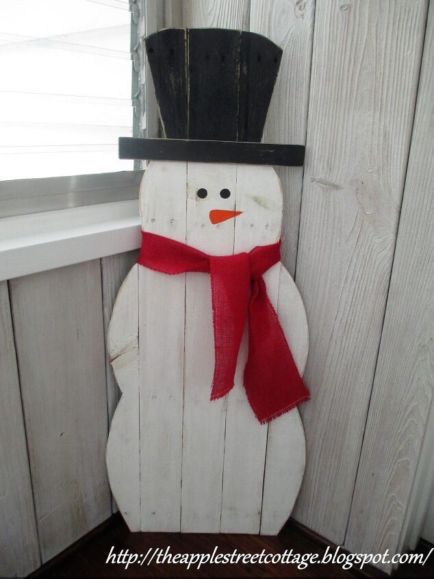 s 20 insanely cute snowmen that ll make it feel like winter, Make a giant snowman from pallet wood