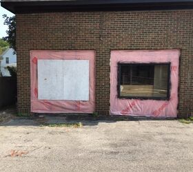 carriage doors, Siding and one window removed