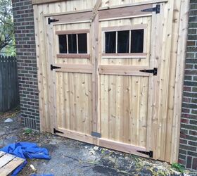 carriage doors, Doors trimmed out and hinges added