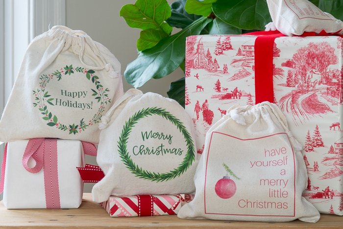 diy gift bags with iron on labels