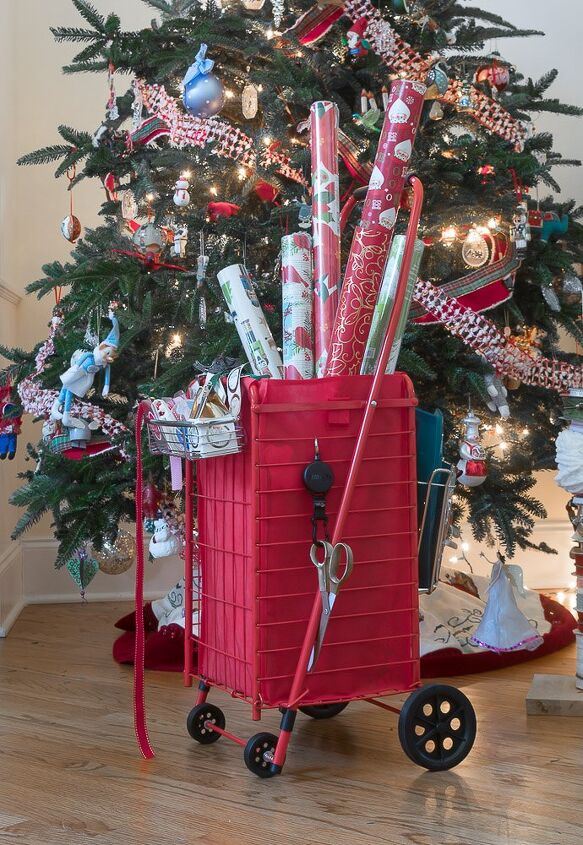 wrapping paper organizer cart