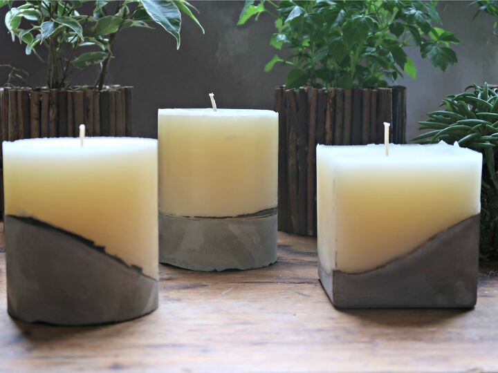 s 20 candles you should make this season, DIY these industrial style concrete candles using homemade molds