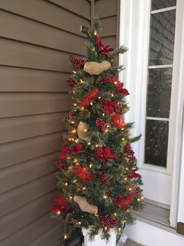 s 15 dollar store christmas ideas to copy this season, Spruce up your artificial porch tree with beautiful dollar store treasures
