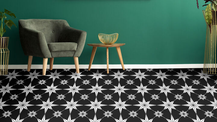 30 cambios de imagen en el suelo que transformarn cualquier habitacin desde la base, Faux Designer Tile With Geometric Tile Stencils