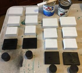 Paint scrap wood white and black to add some cuteness to your countertops