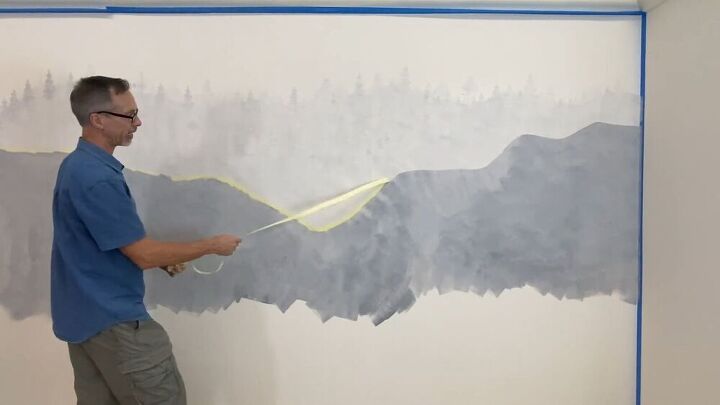 crea facilmente un mural de pinos de montana con este tutorial, Mural de pared de rbol