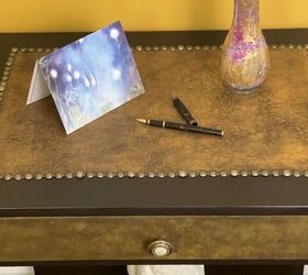 spruce up your table with this easy faux leather technique, Decoupage leather on a table