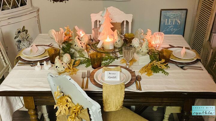 s 20 easy ways to get a gorgeous thanksgiving table, Create a gorgeous turkey themed Thanksgiving table scape