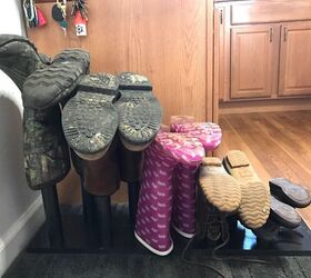 15 better ways to keep your winter coats and boots organized, Stop tracking in mud with this PVC pipe boot storage