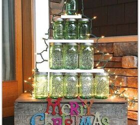 s 30 magical ways to make your home feel more merry and bright, DIY a unique Christmas tree from stacked green mason jars