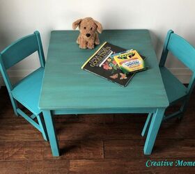 rustic teal kids table and chairs