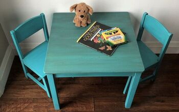  Mesa e cadeiras para crianças rústicas azul-petróleo