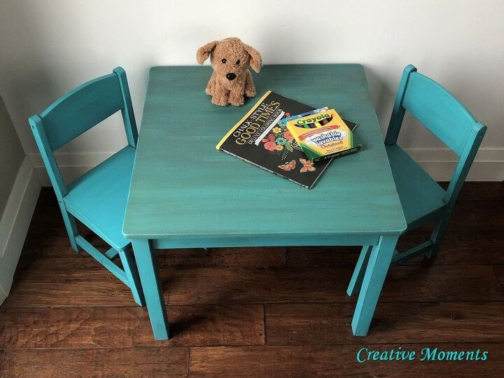 mesa e cadeiras para crianas rsticas azul petrleo