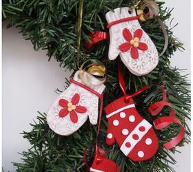 s 25 new christmas ornament ideas that we re totally obsessed with, Decorate a little tree with cozy mini polymer mittens