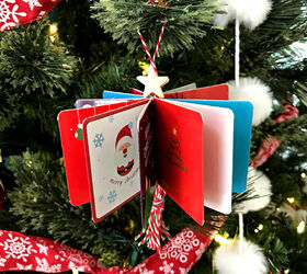 s 25 new christmas ornament ideas that we re totally obsessed with, Make whimsical ornaments from mini Christmas cards