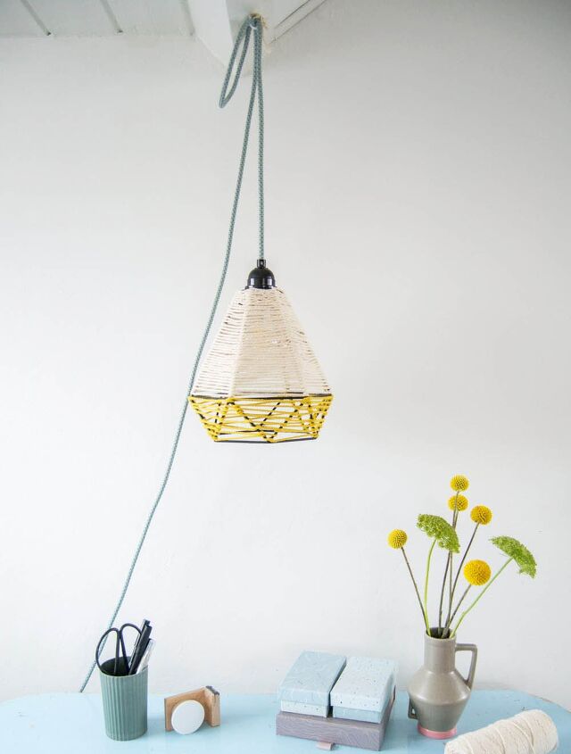s 13 new lighting ideas that you haven t seen yet, Craft a geometric hanging lamp with macrame