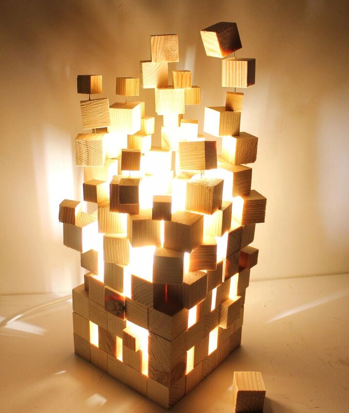 s 13 new lighting ideas that you haven t seen yet, Construct a striking Minecraft inspired lamp from wood cubes
